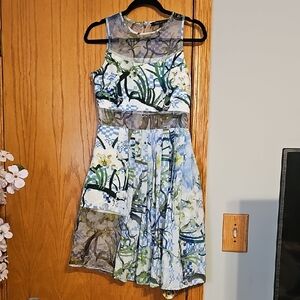 Anthropologie Floral Midi Dress in Blue, Green, White